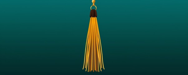 A gold tassel hangs from a black cap, signifying the wearer has earned a degree.