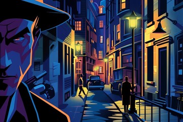 Obraz premium Comic strip of a detective story