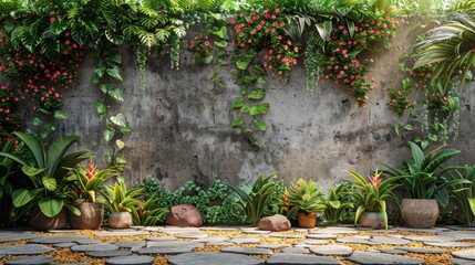Cuttings from tropical plants used as garden walls