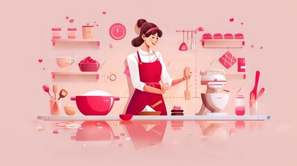 Joyful Woman Creating Delicious Treats with Love