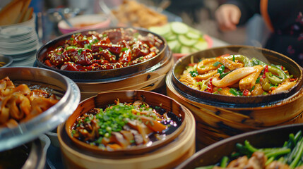 Four of traditional Chinese food closeup