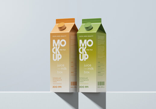 Juice Box Packaging Mockup for Packaging Design and Retail Branding