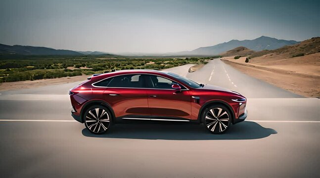 Beautiful car stay on asphalt road in the city at daytime