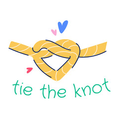 A well-designed flat sticker of tie the knot 