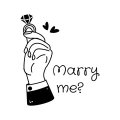 Premium glyph sticker of marry me typography 