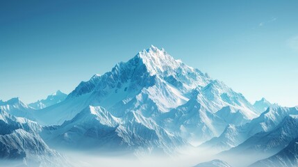 Obraz premium Nature and Landscapes Mountain: A 3D copy space background featuring a majestic mountain landscape