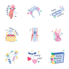 Bundle of Wedding Ceremony Flat Stickers 

