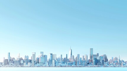 Fototapeta premium Urban and Street Scenes Skyline: A 3D copy space background showcasing a city skyline with tall buildings and skyscrapers