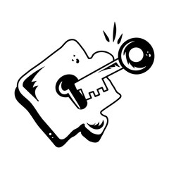 Unlock solution trendy hand drawn icon 