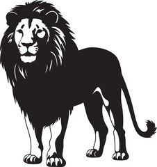 Lion Silhouette Vector Illustration White Background