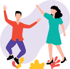 A boy and a girl are having fun.