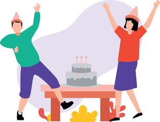 Boy and girl enjoying birthday party.