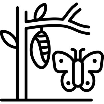 butterfly emerging from cocoon outline clip art preview