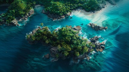 bird's eye view of exotic island