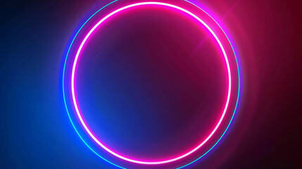 Futuristic abstract blue and pink neon light circles f