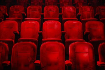Obraz premium A row of red seats in a theater.