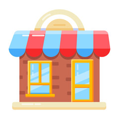 Check out flat icon of a laundry store 