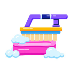 A flat style icon of scrubbing brush 