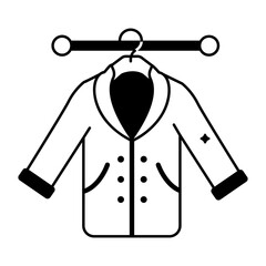 A glyph style icon of clean coat 