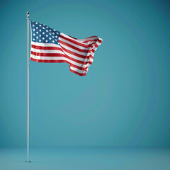 USA flag on serene blue, commemorating Memorial Day with dignity and respect.