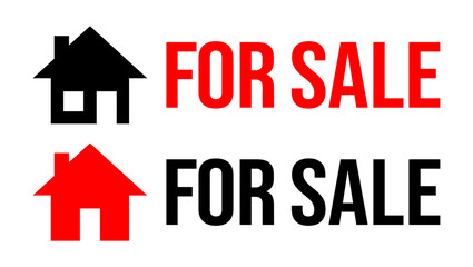 House for sale sign icons set design vector. Real estate agent market property economic investment.