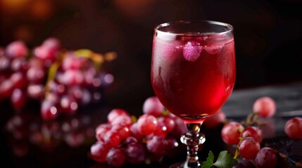 Grape juice in a stemmed glass, elegant and rich in color