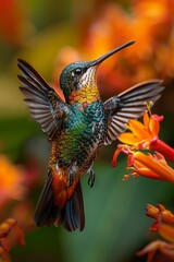 Obraz premium Hummingbirds on a clear background. A small bird in its natural habitat