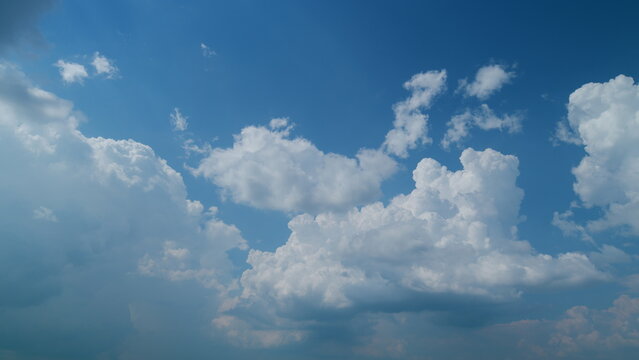 Cumulonimbus cloud and blue sky. Beautiful summer cumulonimbus cloud flowing through blue sky. Timelapse.