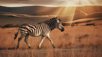 Naklejka premium Plains zebra, Equus quagga, in the grassy nature habitat