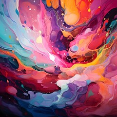 Abstract painting with vibrant colors. Fantasy concept. Generative AI.