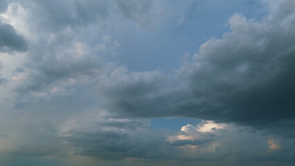 Precipitation storm front. Beautiful rainy dark storm clouds. Heavy rain is coming. Timelapse.