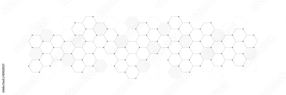 Poster Vector illustration of hexagons pattern. Geometric abstract background with simple hexagonal elements. Creative idea for medical, technology or science design