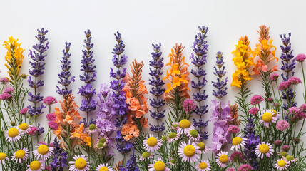 A colorful bouquet of flowers with a variety of colors including purple, orange, and yellow. The flowers are arranged in a way that creates a sense of harmony and balance