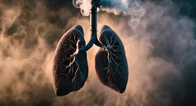 Smoker's lungs with smoke.