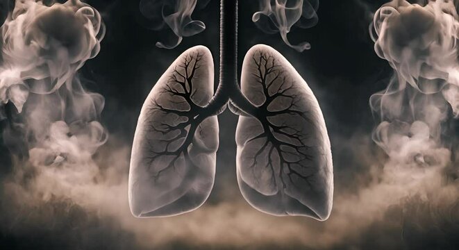 Smoker's lungs with smoke.