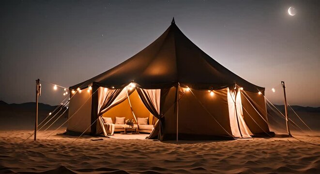 Modern tent in the desert.