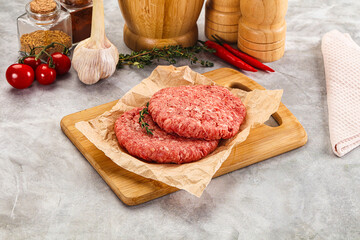 Raw beef minced meat cutlet