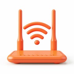 Cute Router Cartoon Clay Illustration, 3D Icon, Isolated on white background