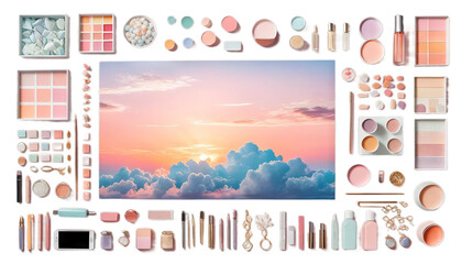 Fototapeta premium sunset cloudy beautiful pastel overlay sky cloud digital background bright california dusk gold landscape light orange serene twilight abstract autumn beauty blue cloudscape colours colourful dawn