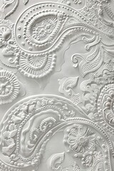 A white tile with intricate designs on it.