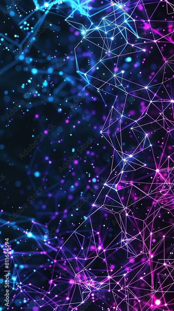 Fototapete a sleek composition of electric purple and blue connections forming a vibrant plexus pattern over a 