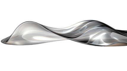 Intertwined Metallic Flow Graphic on Transparent Background.