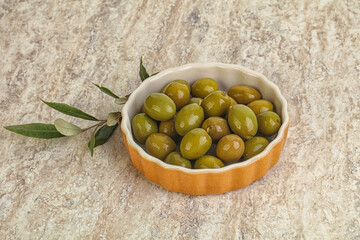 Tasty marinated olives in the bowl