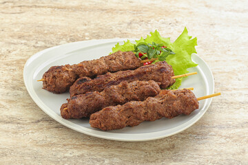 Beef kebab skewer minced meat