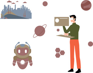 The boy is wearing VR glasses.