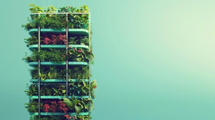3D render pop art of an ecofriendly vertical farm