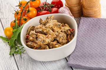 Roasted beef with cream sauce