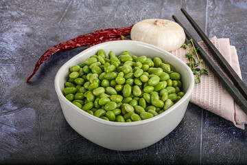 Bowl of delicious edamame beans