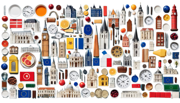 colors architecture europe art attraction banner beautiful blue bridge building cathedral city landscape colourful day destination dome eiffel tower europa european famous flag france global historic