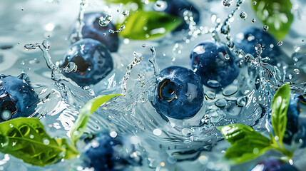 Vibrant Freshness: fruit and Basil Splashed in Crystal Clear Water